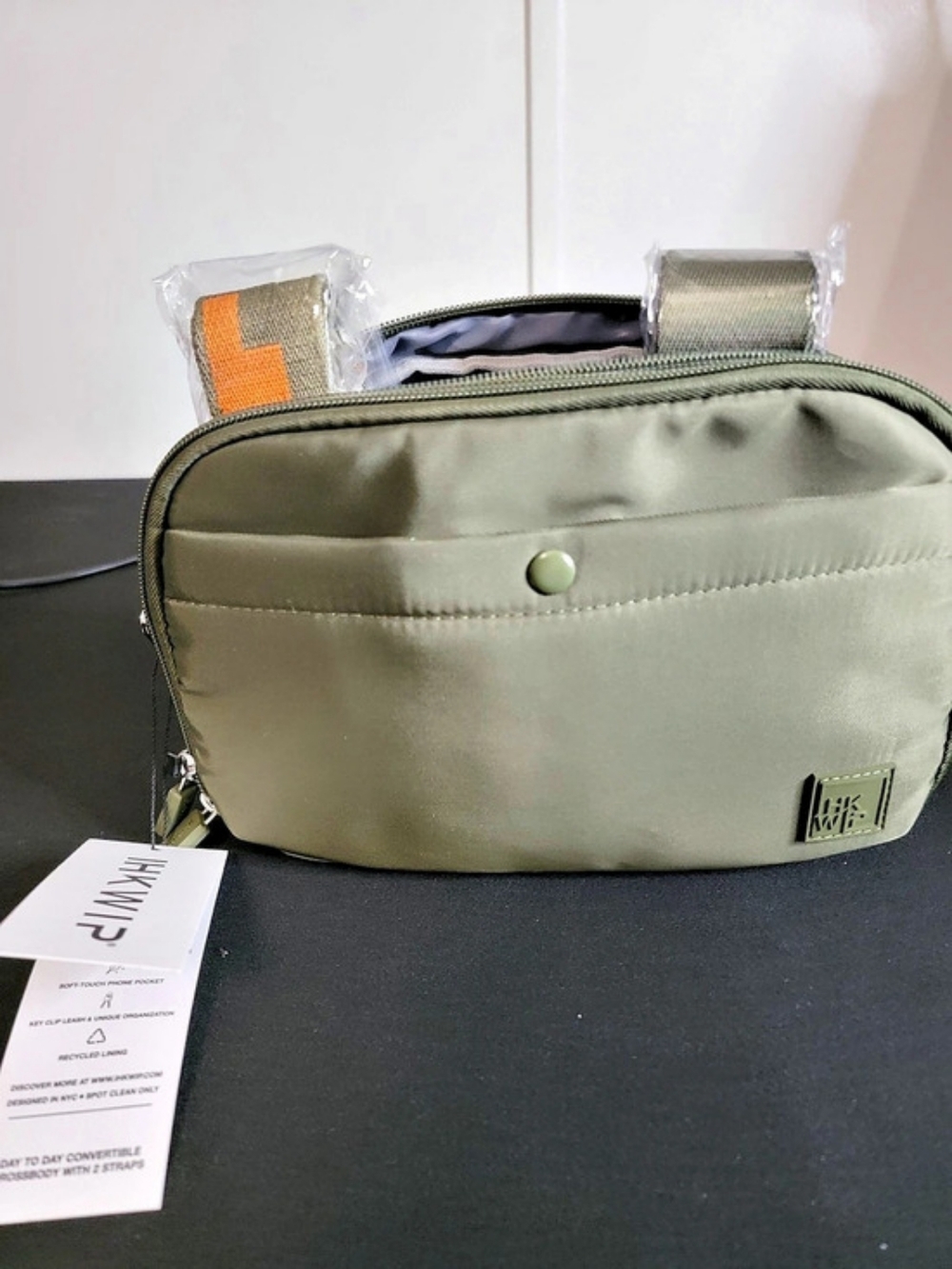 Ihkwip Olive Green Crossbody Bag With Two Straps